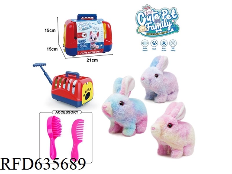 DOG CAGE+ELECTRIC WALKING PLUSH RABBIT TOY+ACCESSORIES