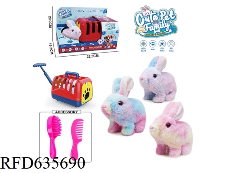 DOG CAGE+ELECTRIC WALKING PLUSH RABBIT TOY+ACCESSORIES