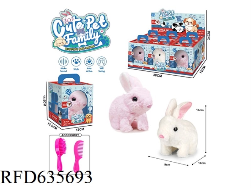 ELECTRIC WALKING PLUSH RABBIT TOY+ACCESSORIES 6PCS