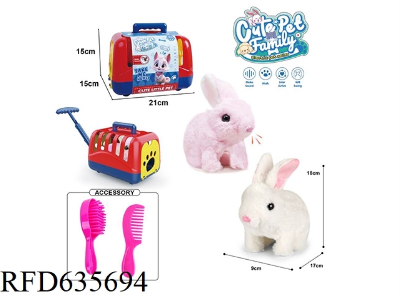 DOG CAGE+ELECTRIC WALKING PLUSH RABBIT TOY+ACCESSORIES