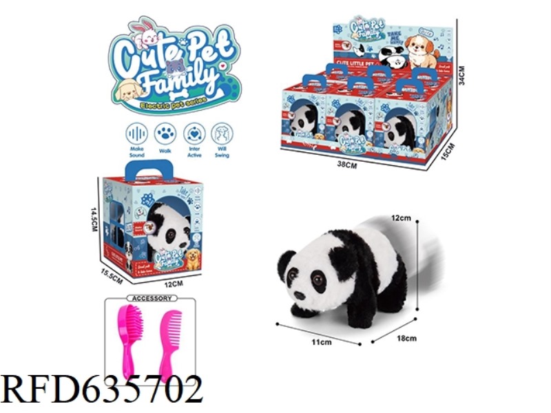 ELECTRIC WALKING PLUSH PANDA TOY+ACCESSORIES 6PCS/DB