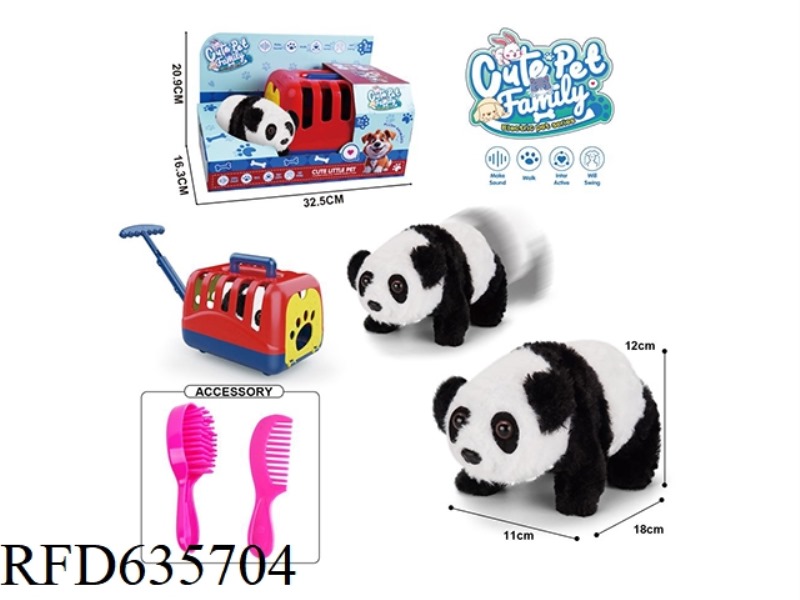 DOG CAGE+ELECTRIC WALKING PLUSH PANDA TOY+ACCESSORIES