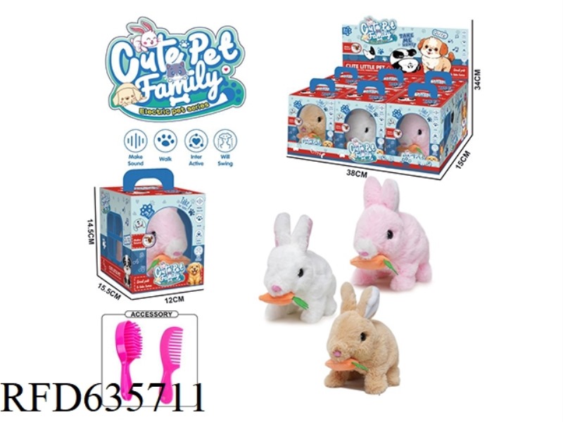ELECTRIC WALKING PLUSH RABBIT TOY+ACCESSORIES 6PCS/DB