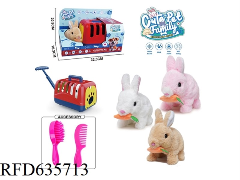 DOG CAGE+ELECTRIC WALKING PLUSH RABBIT TOY+ACCESSORIES