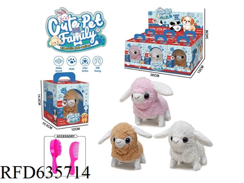 ELECTRIC WALKING PLUSH SHEEP TOY+ACCESSORIES 6PCS/DB
