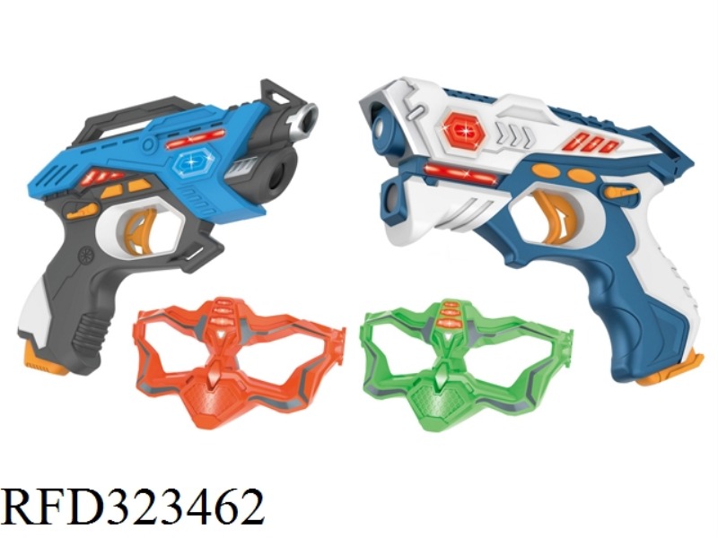 DOUBLE GUN DOUBLE MASK SET DOUBLE GUN + DOUBLE MASK (BLUE + WHITE)