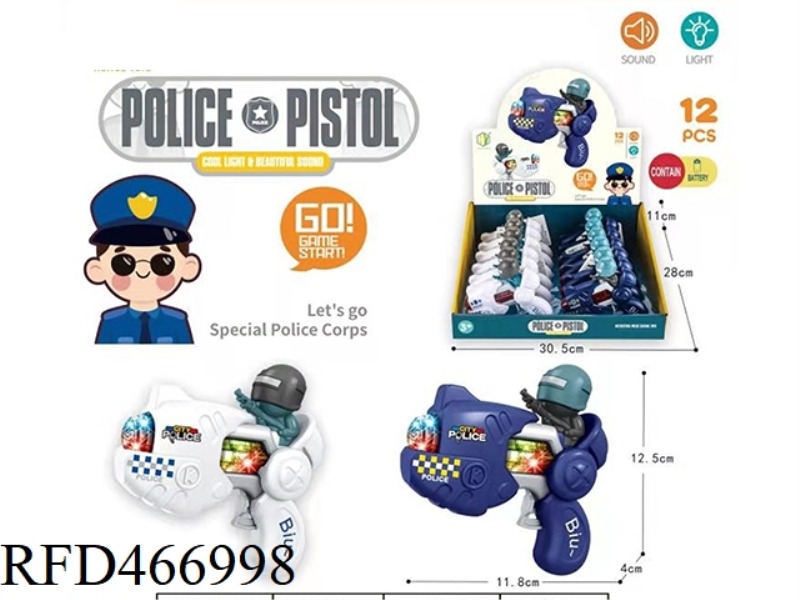 CARTOON SOUND AND LIGHT LANGUAGE GUN (POLICE VERSION)
(PACK OF 3 AG13 ELECTRONICS)