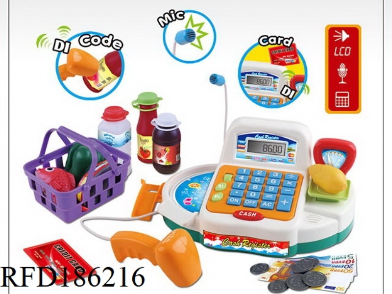 CALCULATE CASH REGISTER WITH LIGHT SOUND AND MICROPHONE