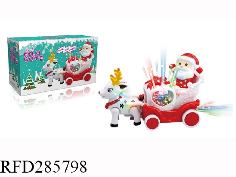 B/O CHRISTMAS DEER PULLS THE CART