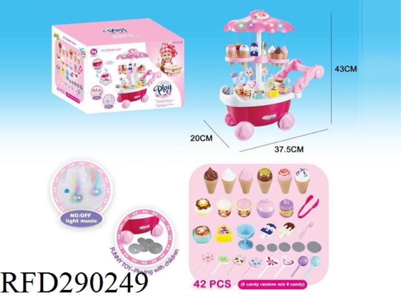 MINI ICE CREAM CART WITH LIGHT AND MUSIC 42PCS