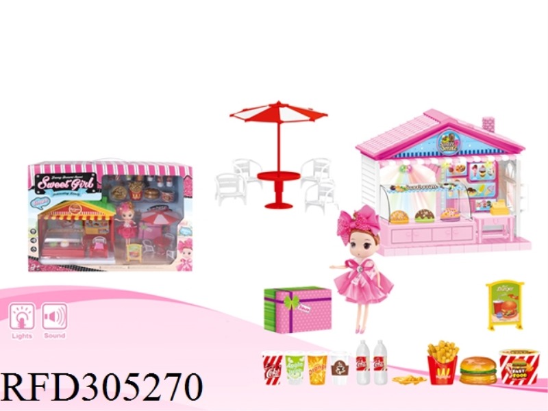 PLAY HOUSE HAMBURGER SHOP WITH LIGHT AND MUSIC+DOLL