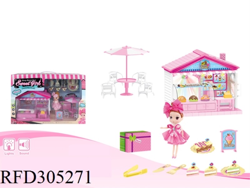 PLAY HOUSE CAKE SHOP WITH LIGHT AND MUSIC+DOLL