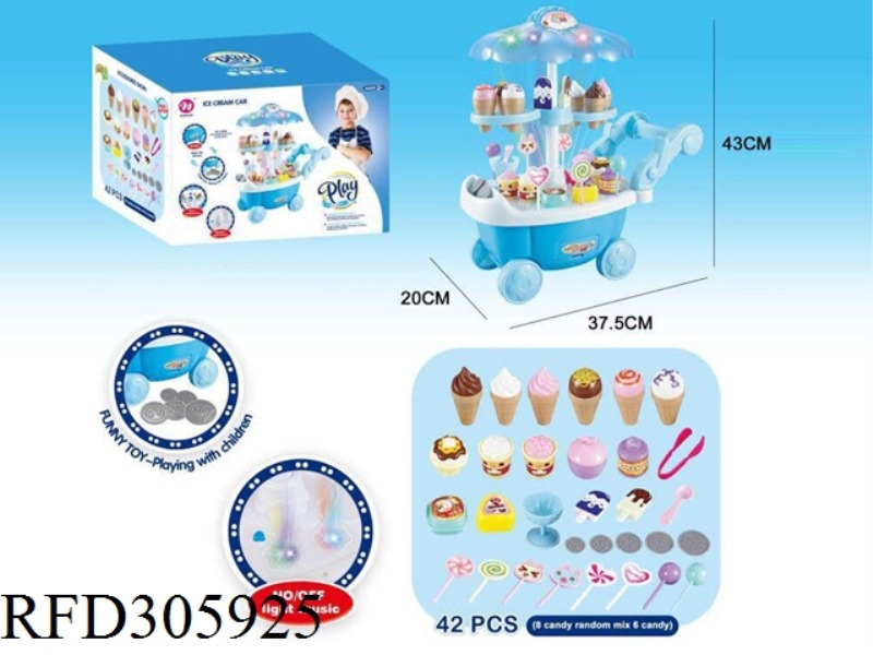 MINI ICE CREAM CART WITH LIGHT AND MUSIC 42PCS