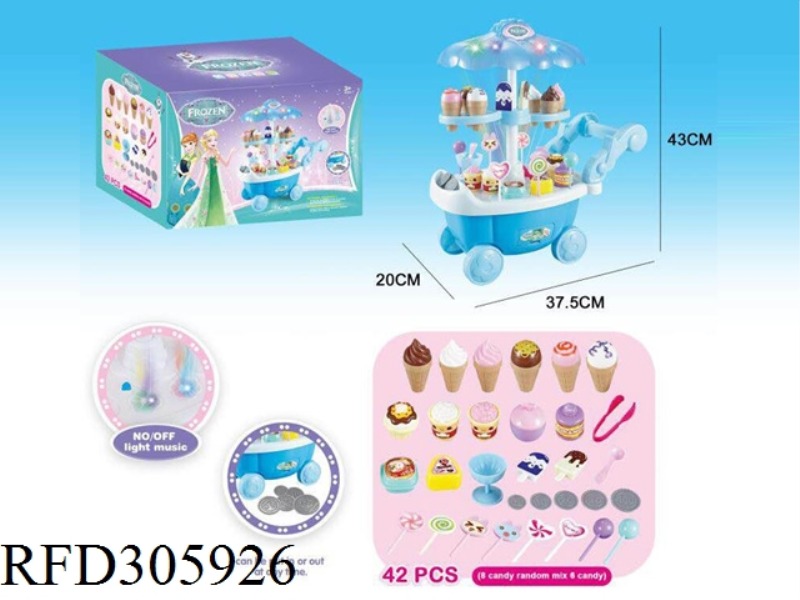 MINI ICE CREAM CART WITH LIGHT AND MUSIC 42PCS