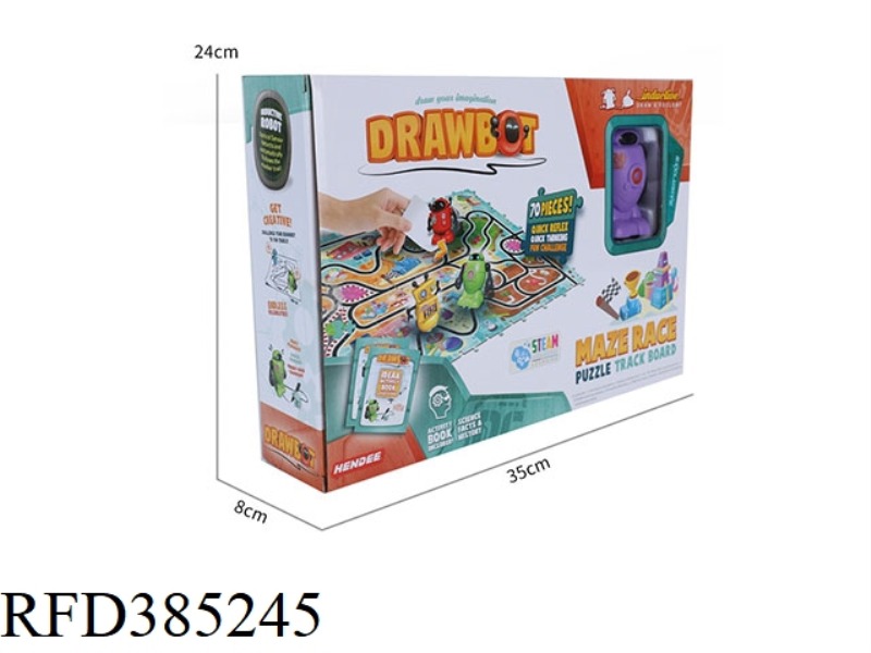 DRAWBOT LINE-TRACKING ROBOT WITH 70-PIECE PUZZLE SET