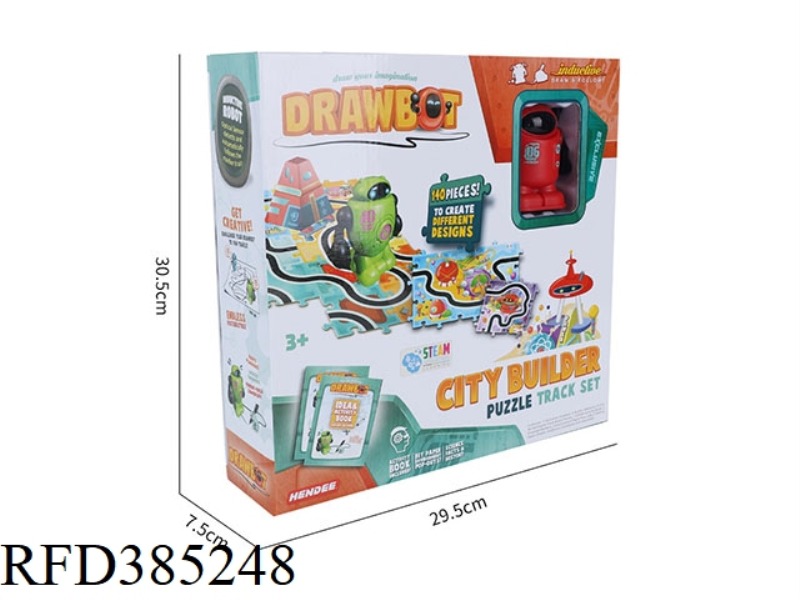 DRAWBOT LINE TRACKING ROBOT WITH 140 PIECE PUZZLE SET