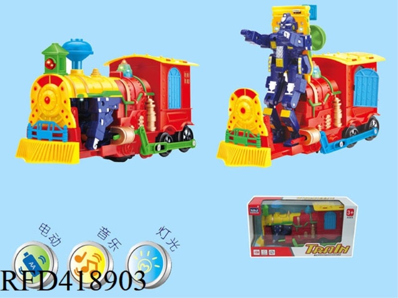 ELECTRIC DEFORMATION ROBOT OPENS THE DOOR OF THE LOCOMOTIVE (LIGHT TRAIN SOUND)