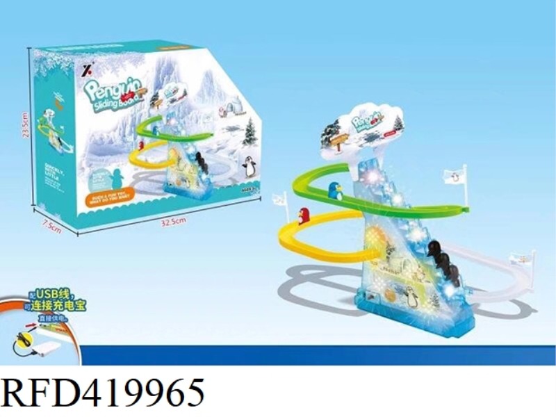 ELECTRIC TRANSPARENT PENGUIN CLIMBING LADDER WITH LIGHT AND MUSIC SLIDE PARADISE