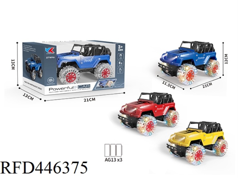 1: 18 INERTIA JEEP SIMULATION VEHICLE + HEADLIGHTS + FOUR-WHEEL COLORFUL GLARE LIGHTS