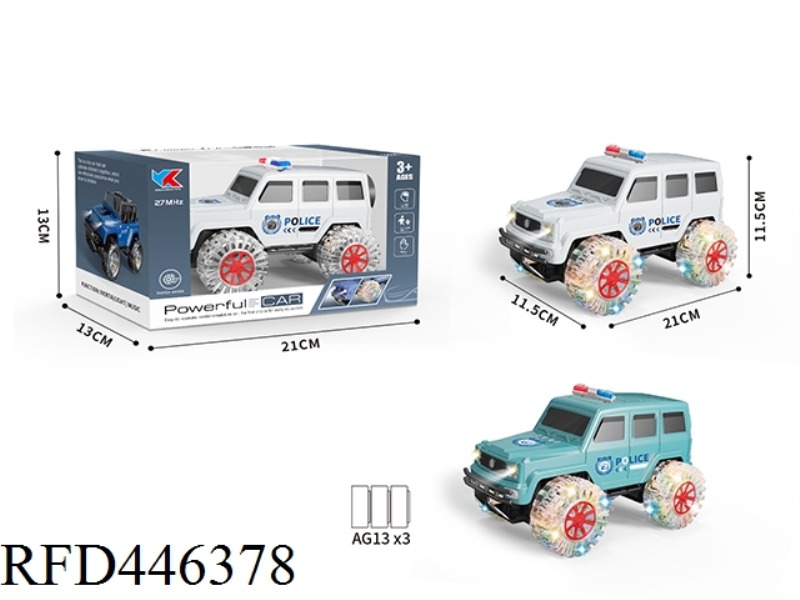 1: 18 INERTIA MERCEDES BENZ BIG G POLICE CAR + HEADLIGHTS + FOUR-WHEEL COLORFUL GLARE LIGHTS