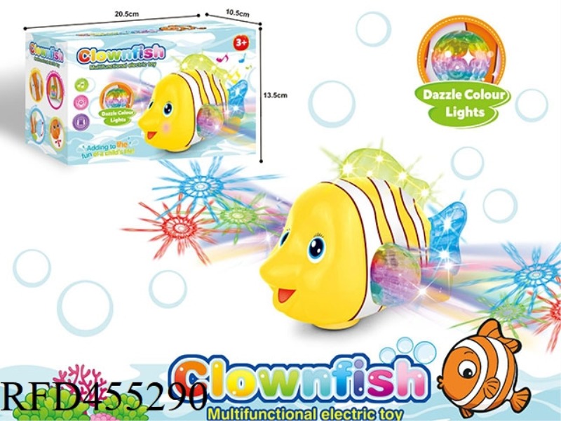ELECTRIC LIGHT AND MUSIC CLOWNFISH (TWO COLORS MIXED) YELLOW.ORANGE