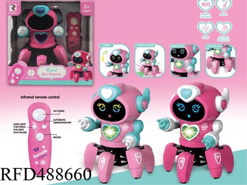 GIRL INFRARED REMOTE CONTROL SIX-CLAW ROBOT WITH LIGHTS AND MUSIC