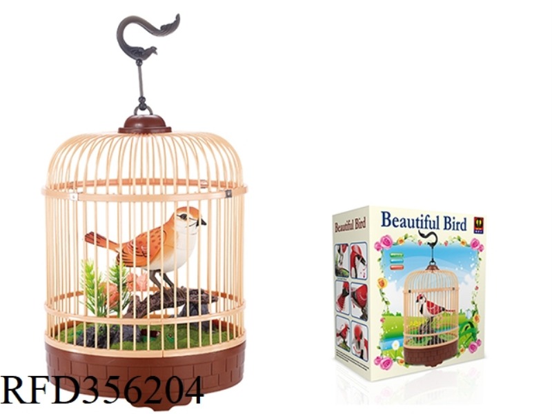 SIMULATION RECORDING ROUND CAGE (ORANGE) SINGLE BIRD