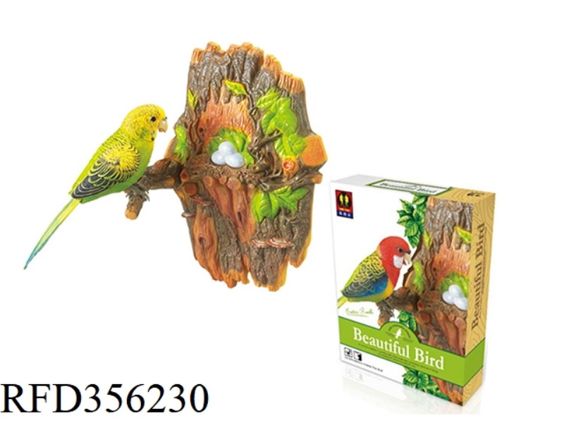 WALL-MOUNTED GREEN TIGER SKIN VOICE CONTROL PARROT (SINGLE BIRD)