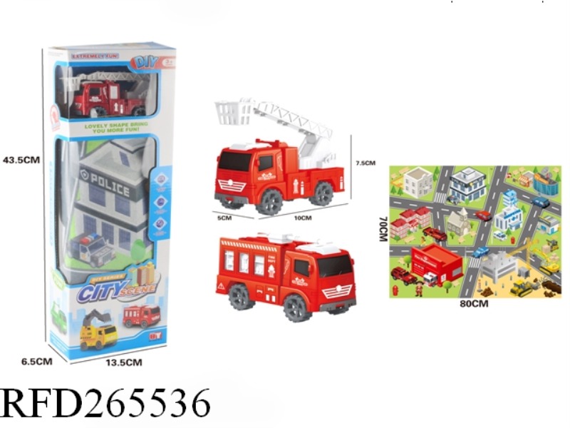 FRICTION FIRE ENGINE AND CITY CARPET SET