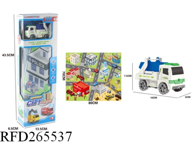 FRICTION GARBAGE TRUCK AND CITY CARPET SET