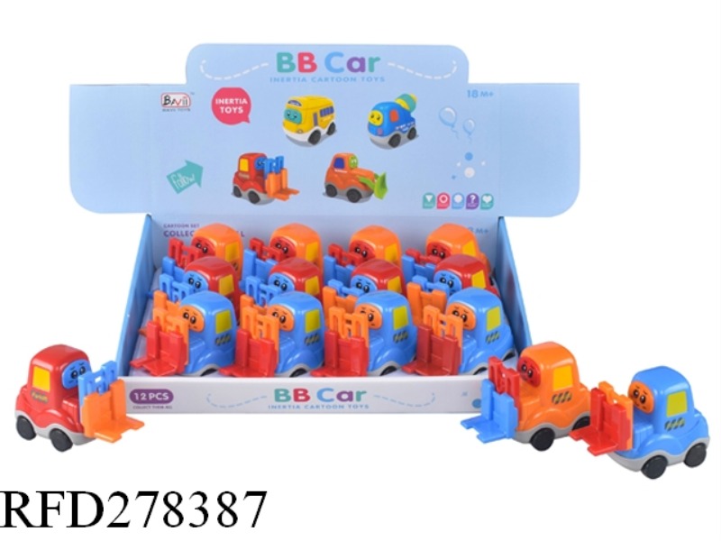 CARTOON FRICTION FORKLIFT 12PCS