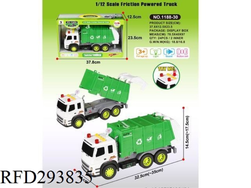 FRICTION SANITATION CAR WITH LIGHT SOUND