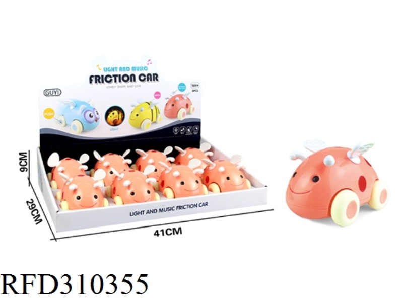 FRICTION CAR WITH LIGHT AND MUSIC-LADYBIRD 8PCS