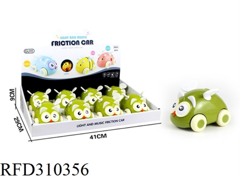 FRICTION CAR WITH LIGHT AND MUSIC-OWL 8PCS