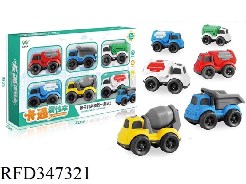 CARTOON FRICTION CAR SIX PACK