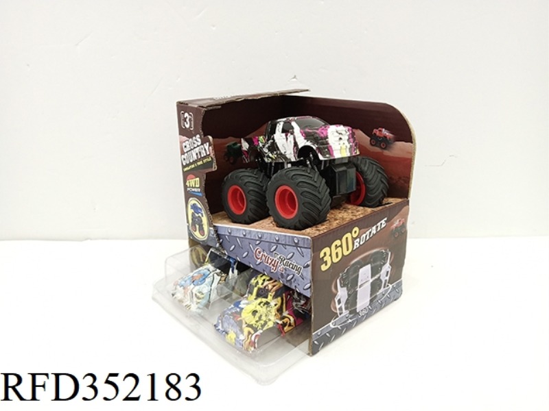 FOUR-DRIVE GRAFFITI INERTIAL ROTATING PICKUP OFF-ROAD VEHICLE (1 CAR WITH 2 SHELLS, JEEP + TRACTOR)