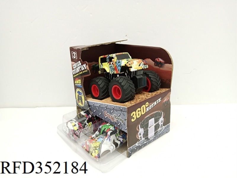 FOUR-DRIVE GRAFFITI INERTIAL ROTATING JEEP OFF-ROAD VEHICLE (1 CAR WITH 2 SHELLS, PICKUP + TRACTOR)