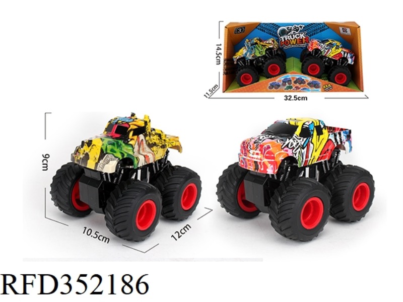 FOUR-DRIVE GRAFFITI INERTIAL ROTATING OFF-ROAD VEHICLE PICKUP + TRACTOR 2 VEHICLES