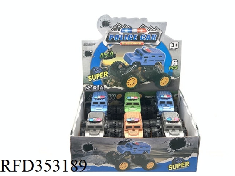 PAINTED INERTIAL CLIMBING POLICE CAR/6PCS