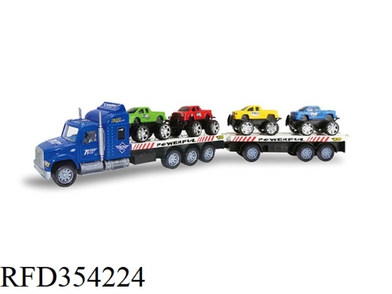 INERTIAL TRACTOR 2-SECTION FLATBED (CARRYING 4 PICKUPS)