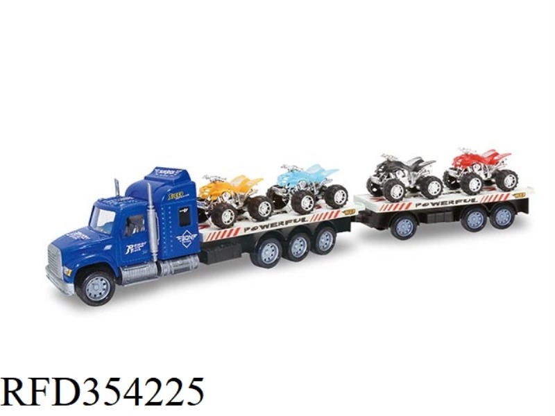 INERTIAL TRACTOR 2-SECTION FLATBED (CARRYING 4 BEACH MOTORCYCLES)