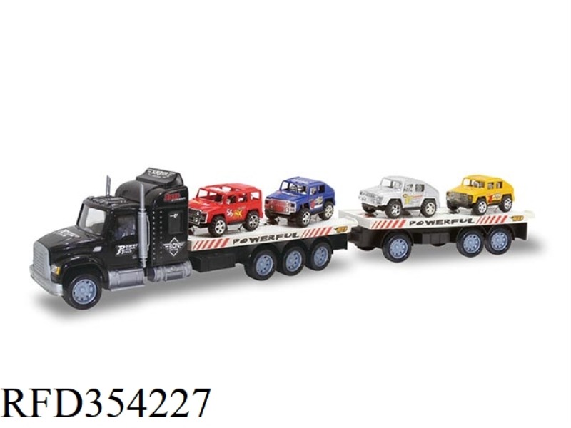 INERTIAL TRACTOR 2-SECTION FLATBED (CARRYING 4 HUMMERS)
