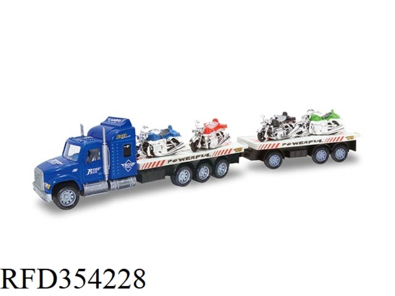 INERTIAL TRACTOR 2-SECTION FLATBED (CARRYING 4 HARLEYS)