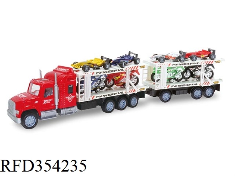INERTIAL DOUBLE-LAYER TRACTOR WITH 2 SECTIONS (CARRYING 4 MOTORCYCLES AND 4 F1)
