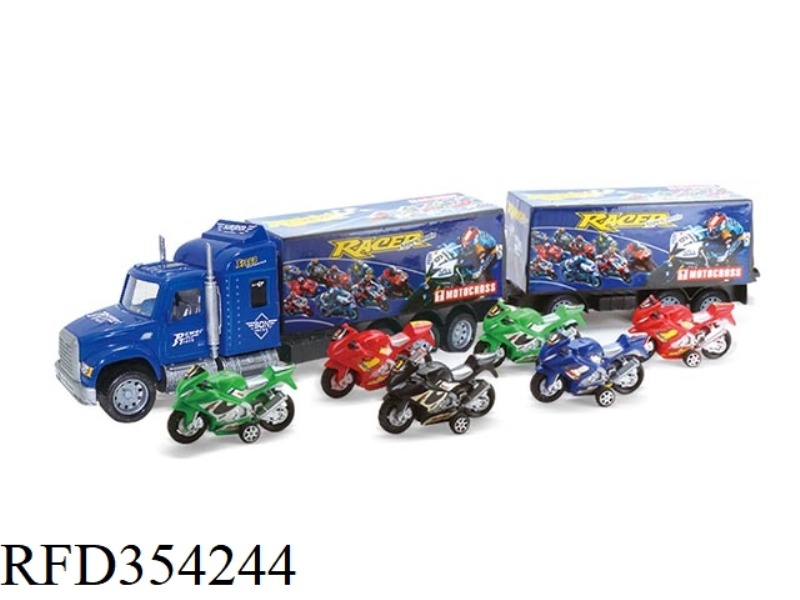 INERTIAL CONTAINER TRUCK 2 SECTIONS (MOTORIZED STANDARD + 6 MOTORCYCLES)