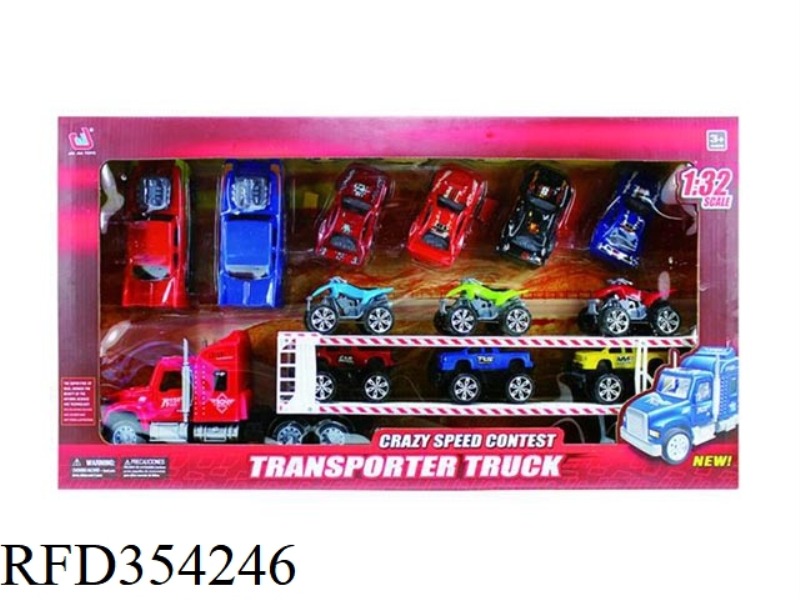 FRICTION TRACTOR (3 PICKUP TRUCKS, 3 BEACH MOTORCYCLES, 4 TROLLEYS, 2 SPORTS CARS)