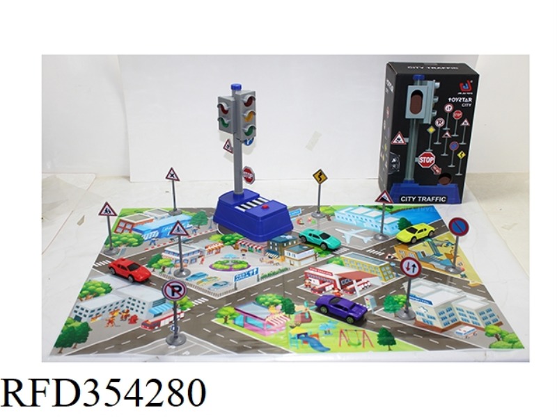 CITY SIGNAL LIGHT (LARGE) + 4 ALLOY CARS + MAP