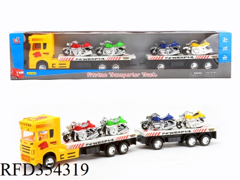 INERTIAL TRACTOR 2-SECTION FLATBED (CARRYING 4 HARLEYS)