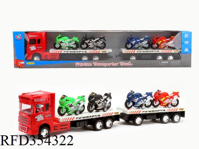 INERTIAL TRACTOR 2-SECTION FLATBED (CARRYING 4 MOTORCYCLES)