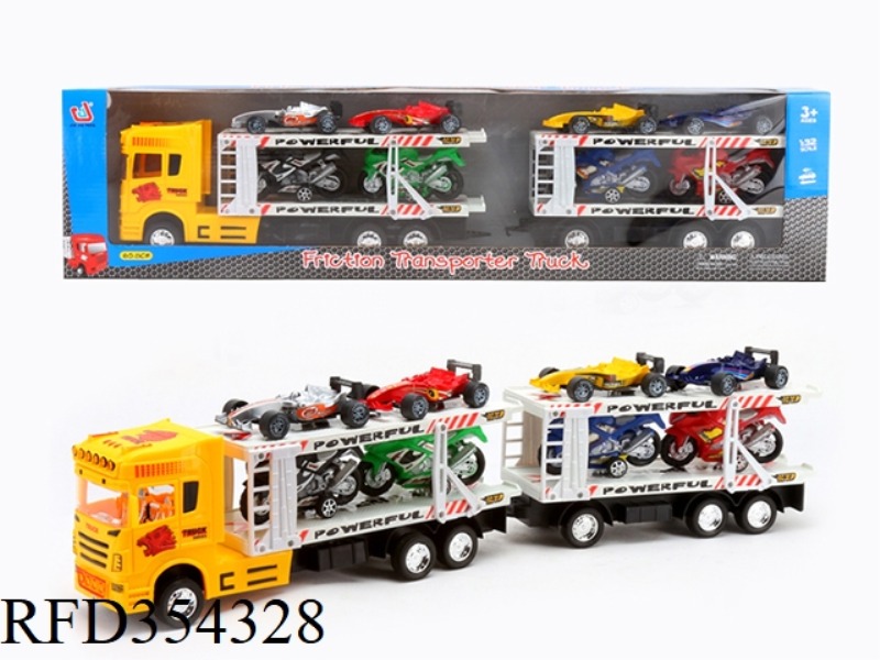 INERTIAL DOUBLE-LAYER TRACTOR WITH 2 SECTIONS (CARRYING 4 MOTORCYCLES AND 4 F1)